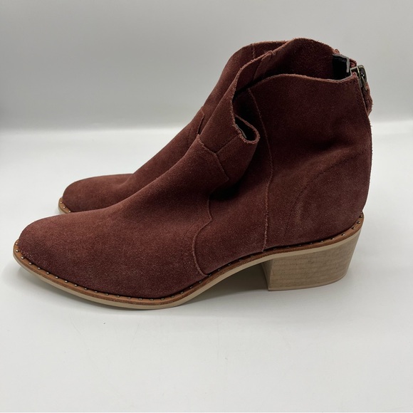 Crevo Clara Sz 8.5 Leather Suede Ankle Booties Brick Red Boots - Picture 4 of 13